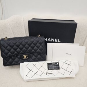 (SOLD) CHANEL Large Classic Grained Calfskin Black Gold-Tone Metal