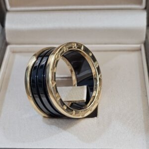 Bvlgari B.Zero1 Ring 18k Rose Gold Ceramic 4 Bands, Size 60
