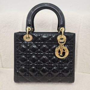 Dior Medium Lady Dior Bag Black Gold-Finish Metal
