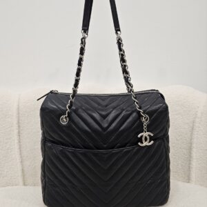 Chanel Chevron Tote Black SHW