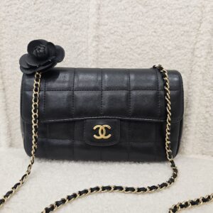 Chanel Camelia Mini Chocolate Bar Bag Black GHW