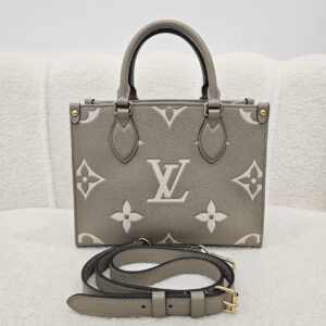 LV OnTheGo PM Bicolour Monogram Empreinte Leather Tourterelle Creme