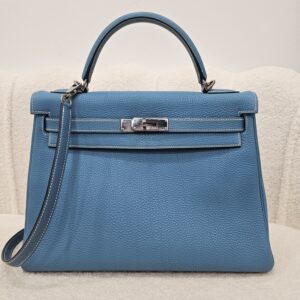 Hermes Kelly 32 Togo Blue Jean PHW Stamp F