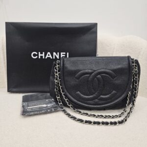 Chanel Chain Shoulder Bag Caviar Leather Black SHW